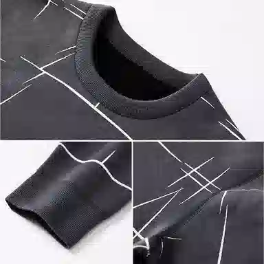 贴身领域 圆领可外穿加厚加绒印花冬季青年内衣保暖套装 男款