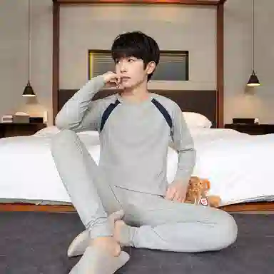 贴身领域 青少年抗菌毛杉薄款长袖秋衣长裤秋裤保暖套装 男款