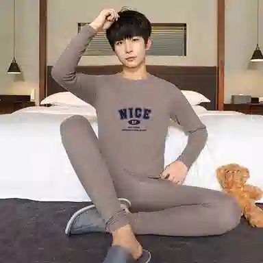 贴身领域 青少年内衣羊绒蚕丝德绒秋衣秋裤打底秋线衣线裤冬季保暖套装 男款