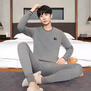 贴身领域 青少年加绒加厚初高中学生防寒打底保暖套装 男款