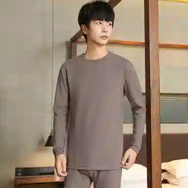贴身领域 青少年内衣羊绒蚕丝德绒秋衣秋裤打底秋线衣线裤冬季保暖套装 男款