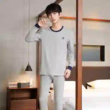 贴身领域 抗菌时尚纯棉印花亲肤透气可外穿长袖长裤秋衣秋裤打底内衣保暖套装 男款