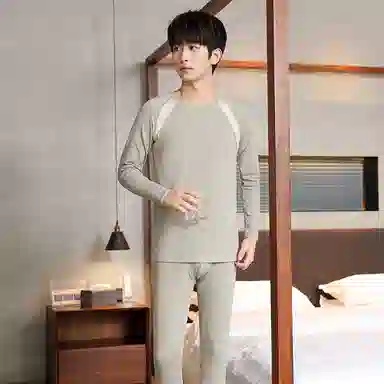 贴身领域 青少年抗菌毛杉薄款长袖秋衣长裤秋裤保暖套装 男款