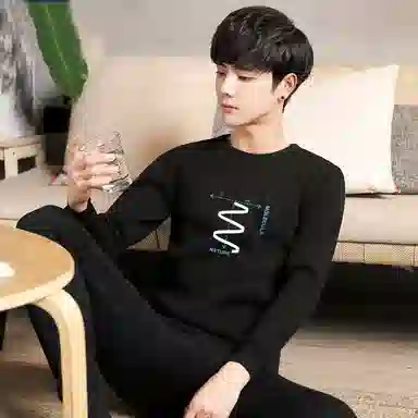 贴身领域 加绒加厚可外穿青少年长袖长裤保暖套装 男款