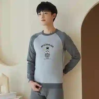 贴身领域 青少年加绒加厚秋衣秋裤打底衫大童内衣保暖套装 男款