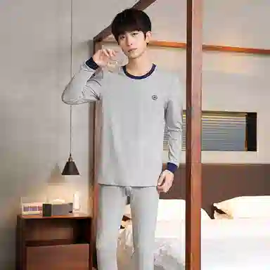 贴身领域 纯棉青少年秋衣秋裤初高中学生内衣保暖套装 男款