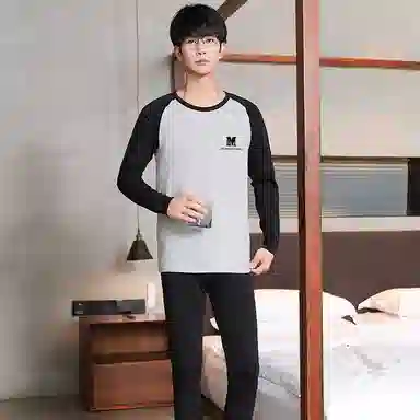 贴身领域 舒适亲肤圆领打底防寒保暖套装 男款