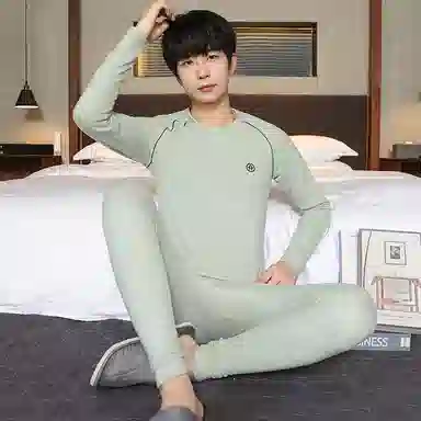 贴身领域 羊绒蚕丝青少年德绒男士秋衣秋裤打底线衣线裤内衣保暖套装 男款