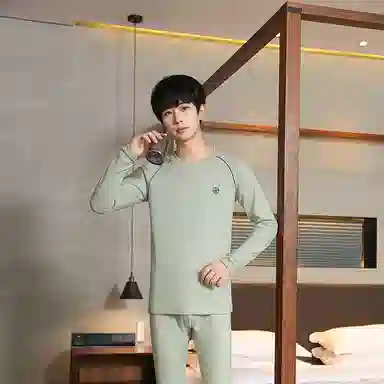 贴身领域 羊绒蚕丝青少年德绒男士秋衣秋裤打底线衣线裤内衣保暖套装 男款