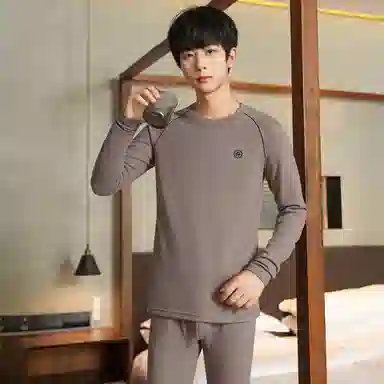 贴身领域 羊绒蚕丝青少年德绒男士秋衣秋裤打底线衣线裤内衣保暖套装 男款