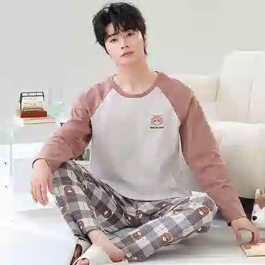 贴身领域 青少年圆领舒适透气可外穿睡衣套装 男款