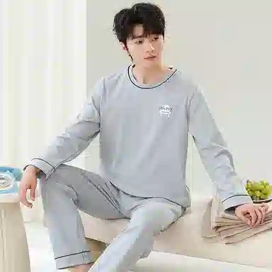 贴身领域 青少年圆领舒适透气可外穿睡衣套装 男款