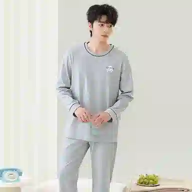 贴身领域 青少年圆领舒适透气可外穿睡衣套装 男款