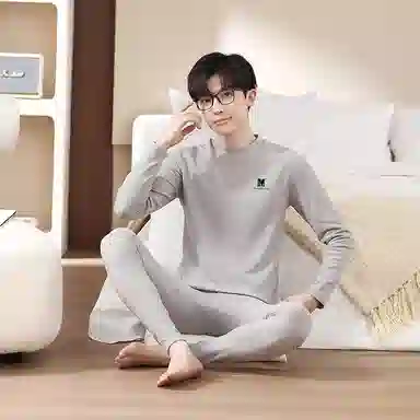 贴身领域 青少年德绒发热中领加绒中厚秋衣秋裤打底衫内衣保暖套装 男款