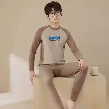 贴身领域 青少年德绒初中高中学生秋衣秋裤棉毛衫内衣保暖套装 男款