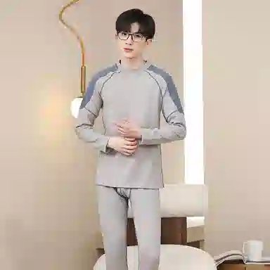 贴身领域 青少年德绒发热内衣初中高中学生秋衣秋裤棉毛衫保暖套装 男款