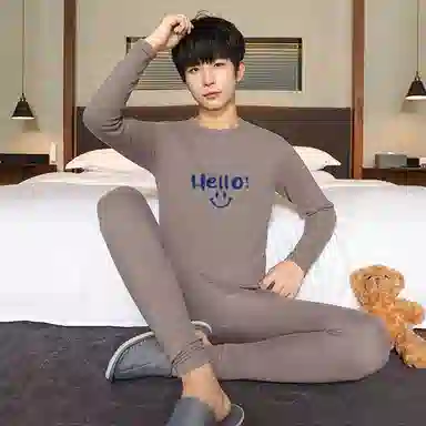 贴身领域 青少年内衣羊绒蚕丝德绒秋衣秋裤打底秋线衣线裤冬季保暖套装 男款