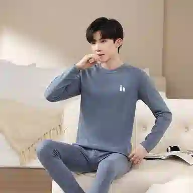 贴身领域 青少年德绒初中高中学生秋衣秋裤棉毛衫内衣保暖套装 男款