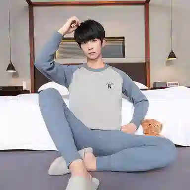贴身领域 加绒加厚可外穿青少年长袖长裤保暖套装 男款