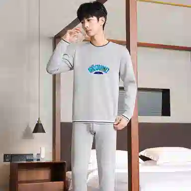 贴身领域 青少年内衣加绒加厚内搭棉毛衫打底秋衣秋裤冬季保暖套装 男款