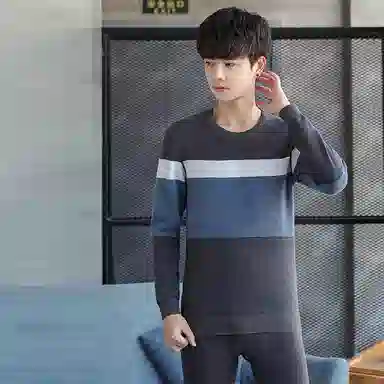 贴身领域 加厚加绒圆领可外穿秋衣秋裤防寒保暖套装 男款