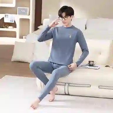 贴身领域 青少年德绒初中高中学生秋衣秋裤棉毛衫内衣保暖套装 男款