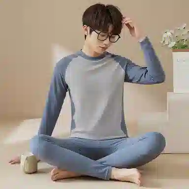 贴身领域 青少年德绒初中高中学生秋衣秋裤棉毛衫内衣保暖套装 男款