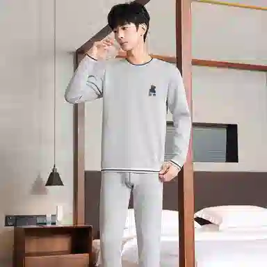 贴身领域 青少年内衣加绒加厚初高中学生防寒内衣秋衣秋裤冬季保暖套装 男款