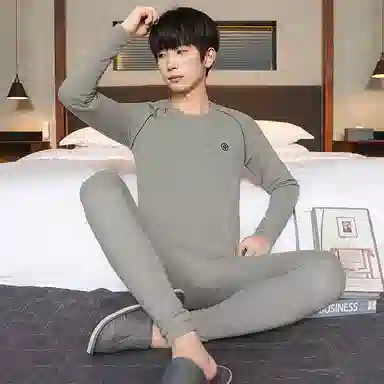 贴身领域 羊绒蚕丝青少年德绒男士秋衣秋裤打底线衣线裤内衣保暖套装 男款