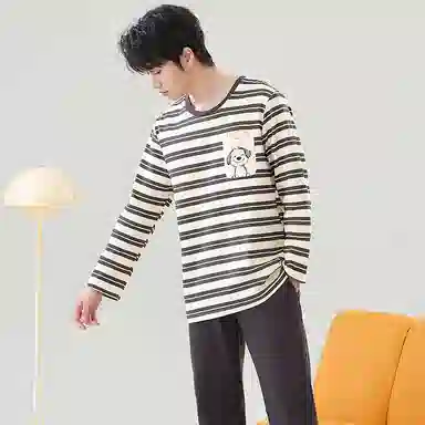 贴身领域 青少年圆领舒适透气可外穿睡衣套装 男款