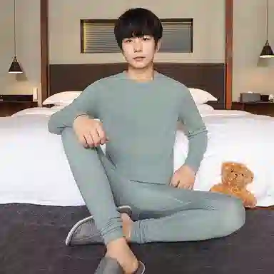 贴身领域 青少年内衣羊绒蚕丝加厚加绒秋衣秋裤秋冬季学生保暖套装 男款