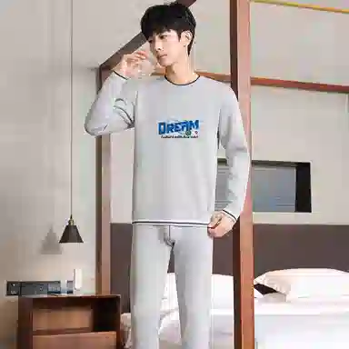 贴身领域 青少年加绒加厚初高中学生防寒打底保暖套装 男款