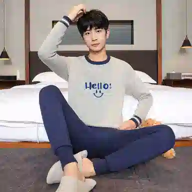 贴身领域 青少年内衣加绒加厚内搭棉毛衫打底秋衣秋裤冬季保暖套装 男款