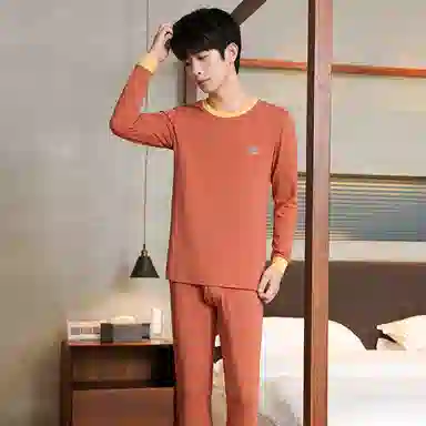 贴身领域 纯棉青少年秋衣秋裤初高中学生内衣保暖套装 男款