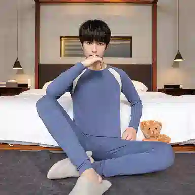 贴身领域 青少年抗菌毛杉薄款长袖秋衣长裤秋裤保暖套装 男款