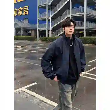 悍戈 美式复古痞帅风立领宽松飞行员外套 高级感工装潮流范夹克 男女同款