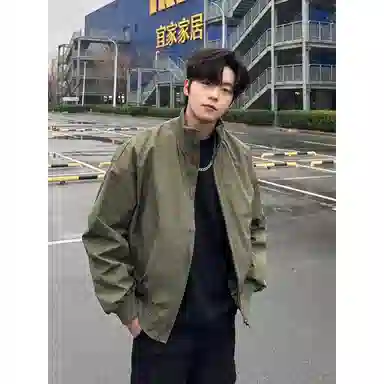 悍戈 美式复古痞帅风立领宽松飞行员外套 高级感工装潮流范夹克 男女同款