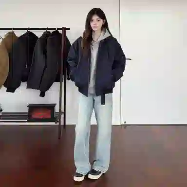 虫小绿 美式复古个性百搭嘻哈飞行员工装夹克 男女同款