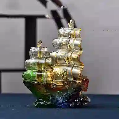 媚之吻 满载而归帆船琉璃摆件 琉璃 开业乔迁礼品办公室酒柜家居饰品 男女同款情侣款