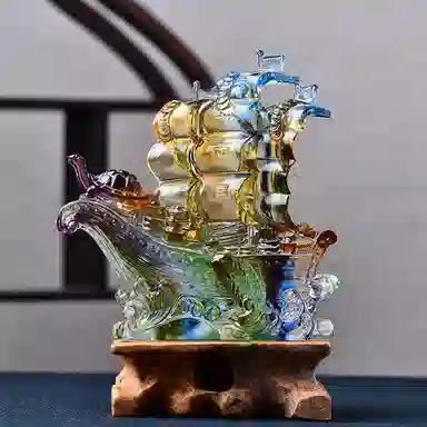 媚之吻 满载而归帆船琉璃摆件 琉璃 开业乔迁礼品办公室酒柜家居饰品 男女同款情侣款