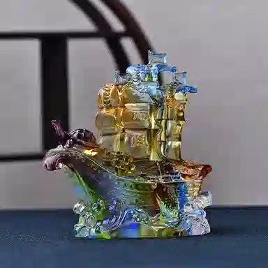 媚之吻 满载而归帆船琉璃摆件 琉璃 开业乔迁礼品办公室酒柜家居饰品 男女同款情侣款