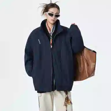 HUANQIU Classic Flame Logo Zip-Up Jacket