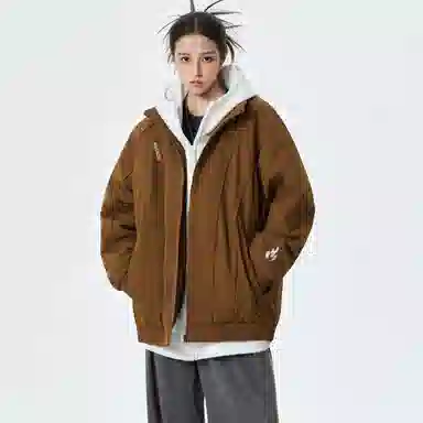 HUANQIU Classic Flame Logo Zip-Up Jacket