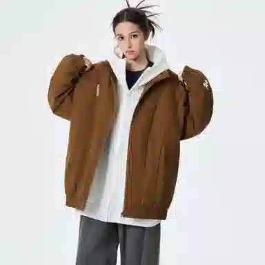 HUANQIU Classic Flame Logo Zip-Up Jacket