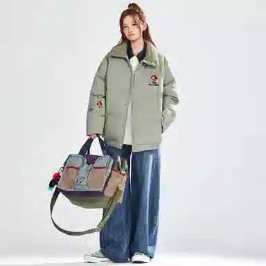 HUANQIU Retro College Windbreaker Jacket