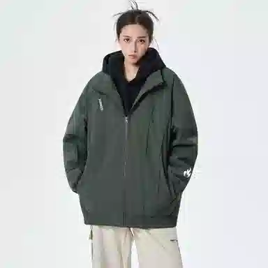 HUANQIU Classic Flame Logo Zip-Up Jacket