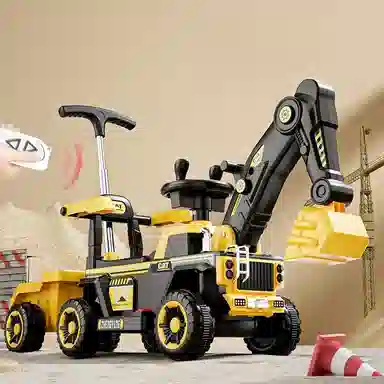 欧洛伊 电动挖机挖土 大号工程车带拖斗 四轮沙滩车 可坐人 遥控玩具