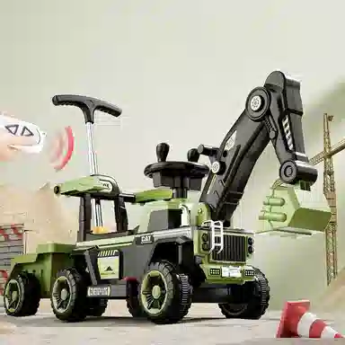 欧洛伊 电动挖机挖土 大号工程车带拖斗 四轮沙滩车 可坐人 遥控玩具