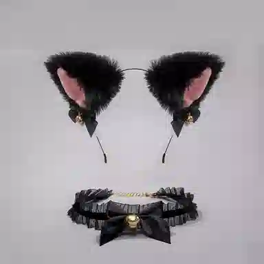 欧洛伊 可爱仿真猫耳铃铛发箍 洛丽塔头饰 聚会装饰头箍