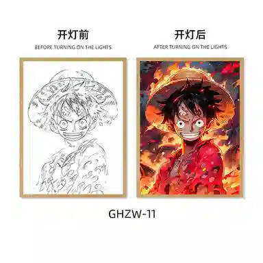 欧洛伊 动漫灯光画路飞索隆小夜灯 成品模型